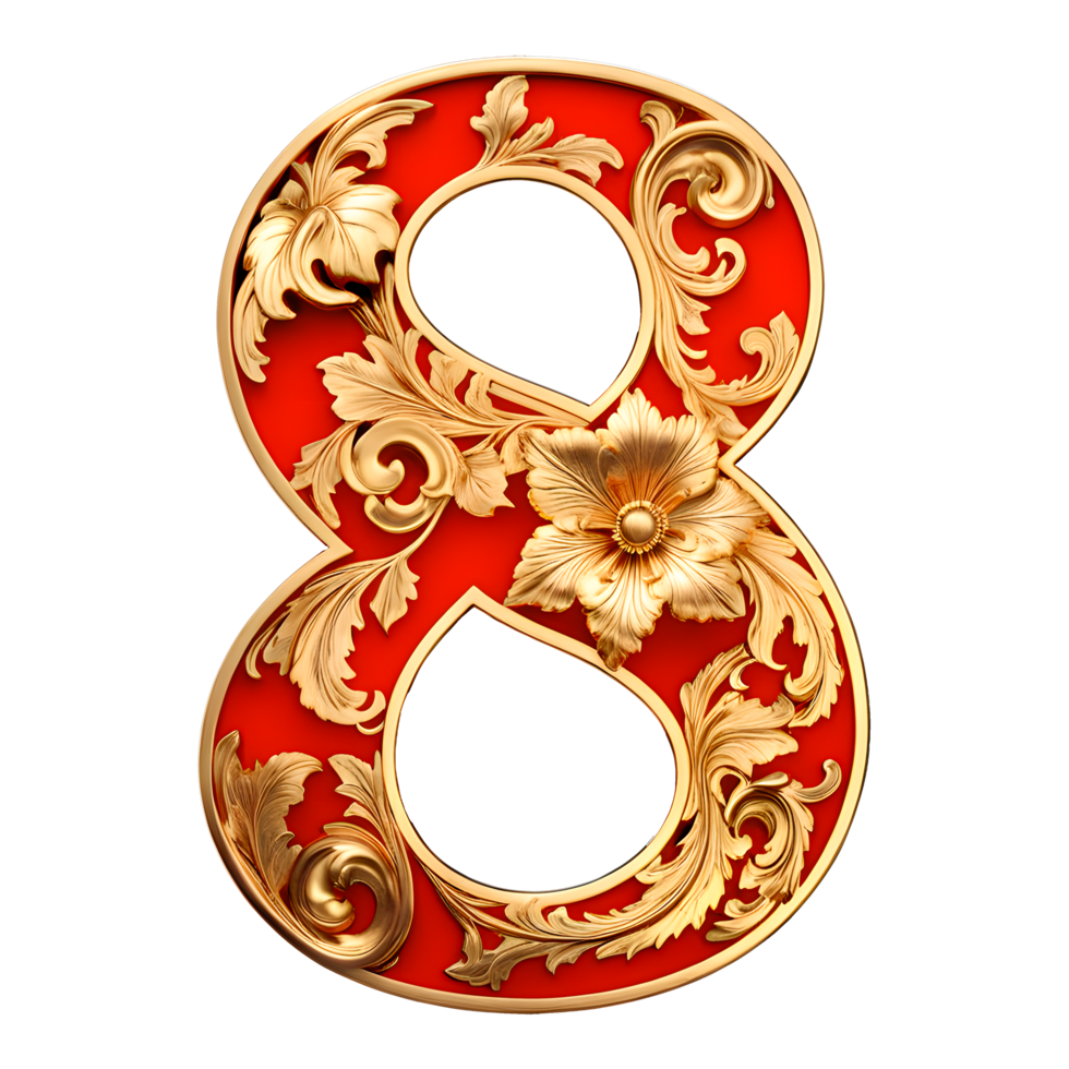 AI generated Number 8, red vintage style 41930155 PNG