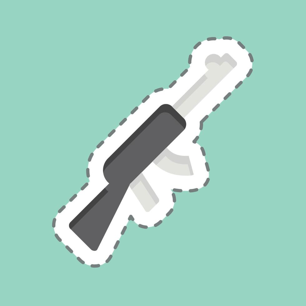 Sticker line cut Rifle Gun. related to Military And Army symbol. simple design illustration vector