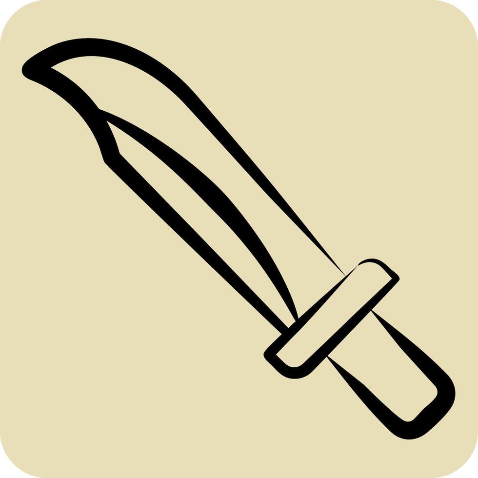 Icon Knife. related to Military And Army symbol. hand drawn style. simple design illustration vector