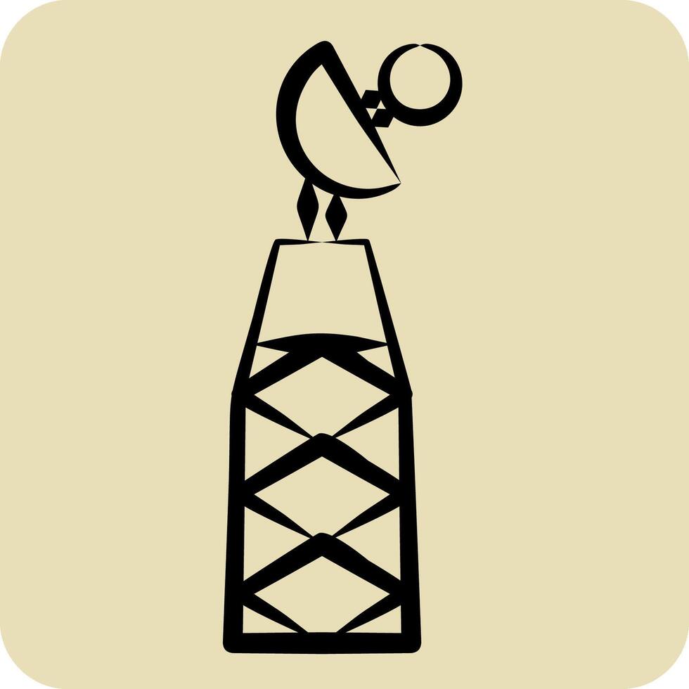 Icon Signal Tower. related to Military And Army symbol. hand drawn style. simple design illustration vector