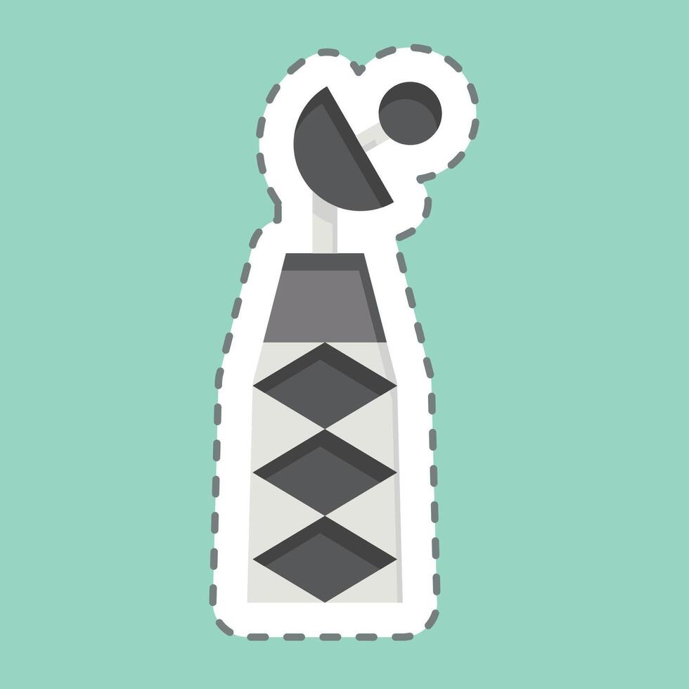 Sticker line cut Signal Tower. related to Military And Army symbol. simple design illustration vector