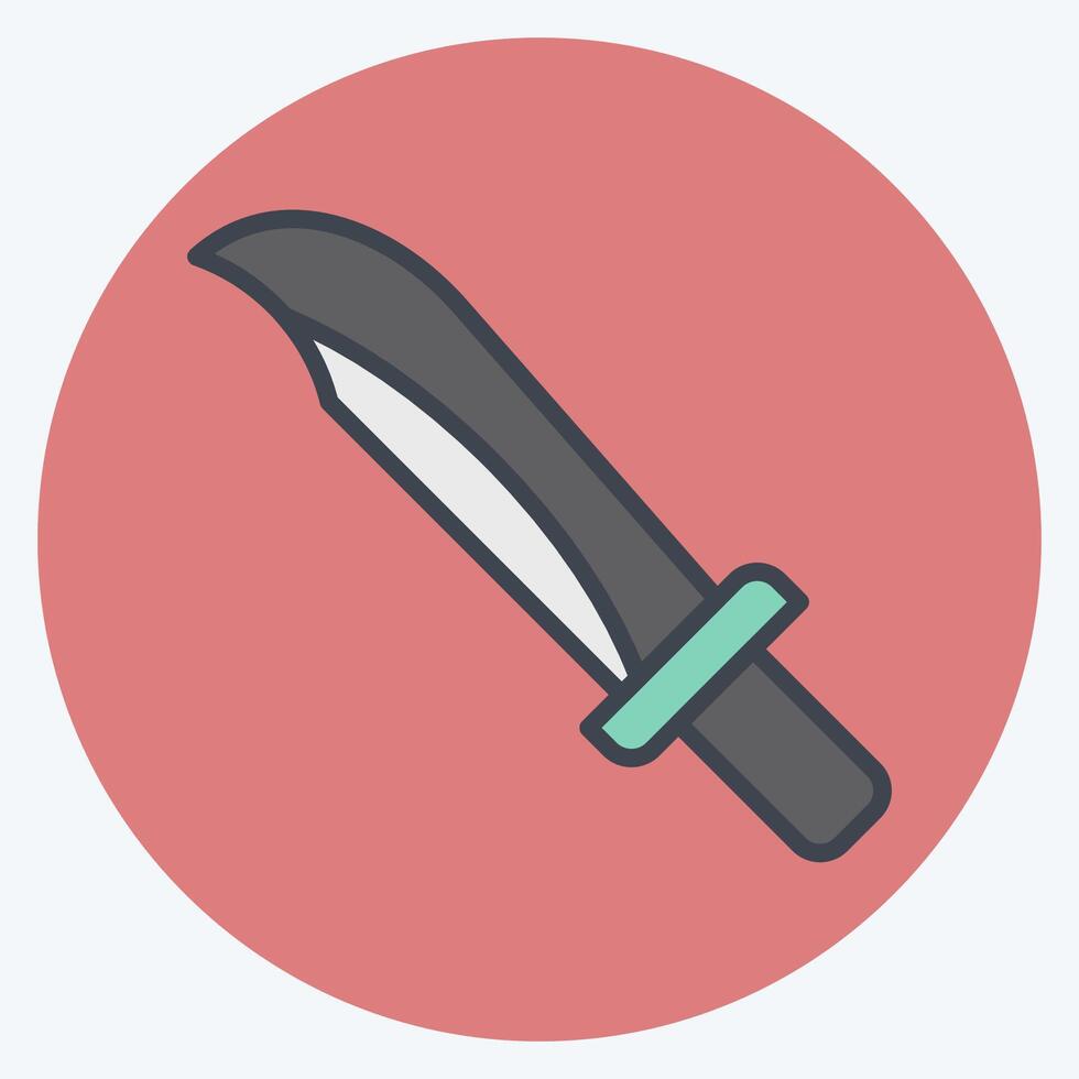 Icon Knife. related to Military And Army symbol. color mate style. simple design illustration vector