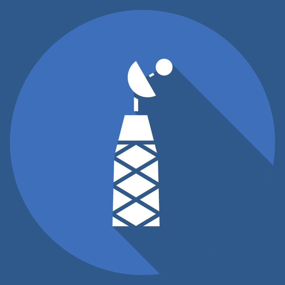 Icon Signal Tower. related to Military And Army symbol. long shadow style. simple design illustration vector