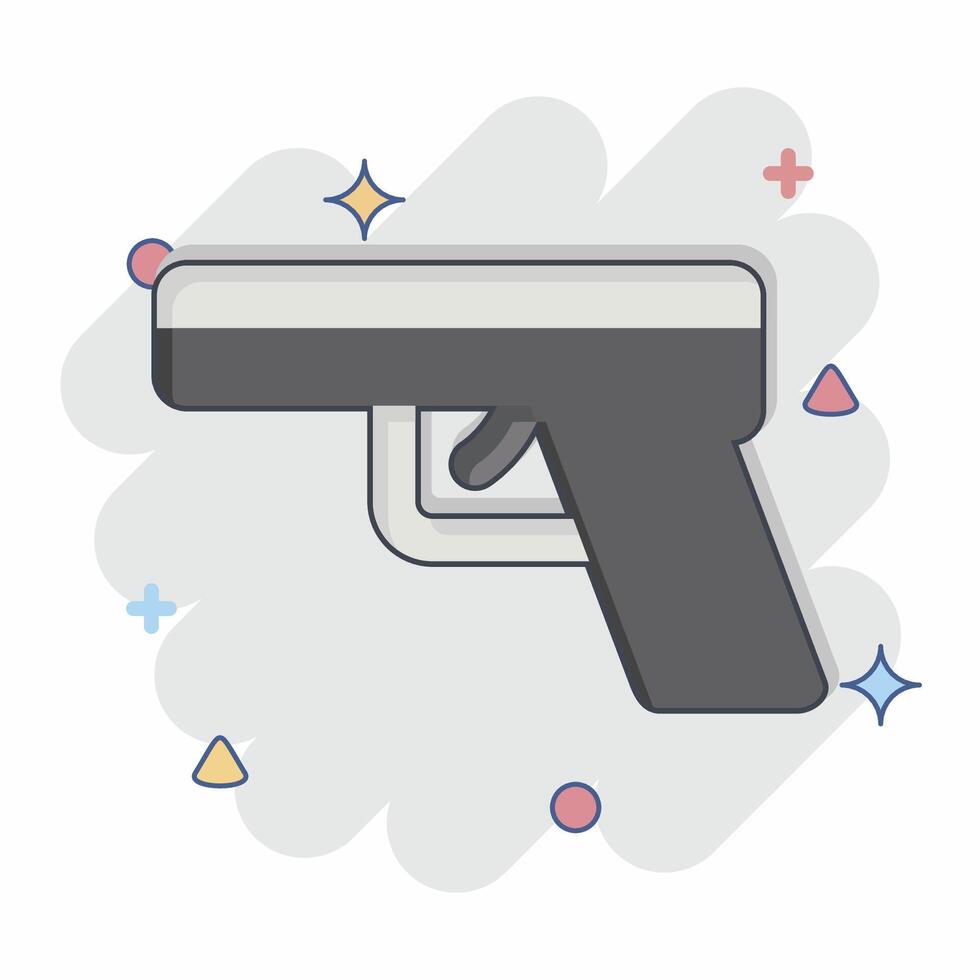 Icon Gun. related to Military And Army symbol. comic style. simple design illustration vector