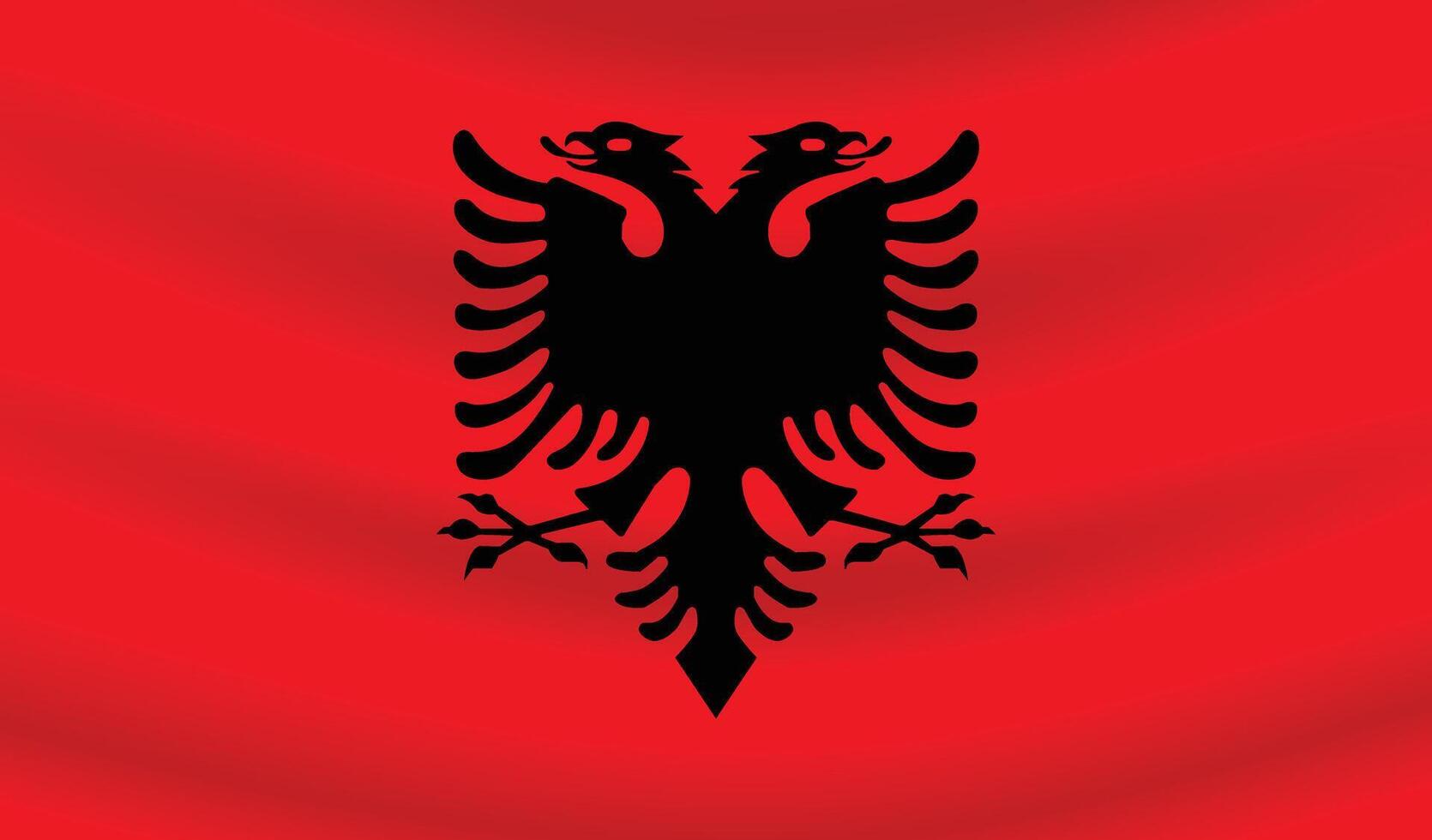 Flat Illustration of Albania national flag. Albania flag design. Albania Wave flag. vector