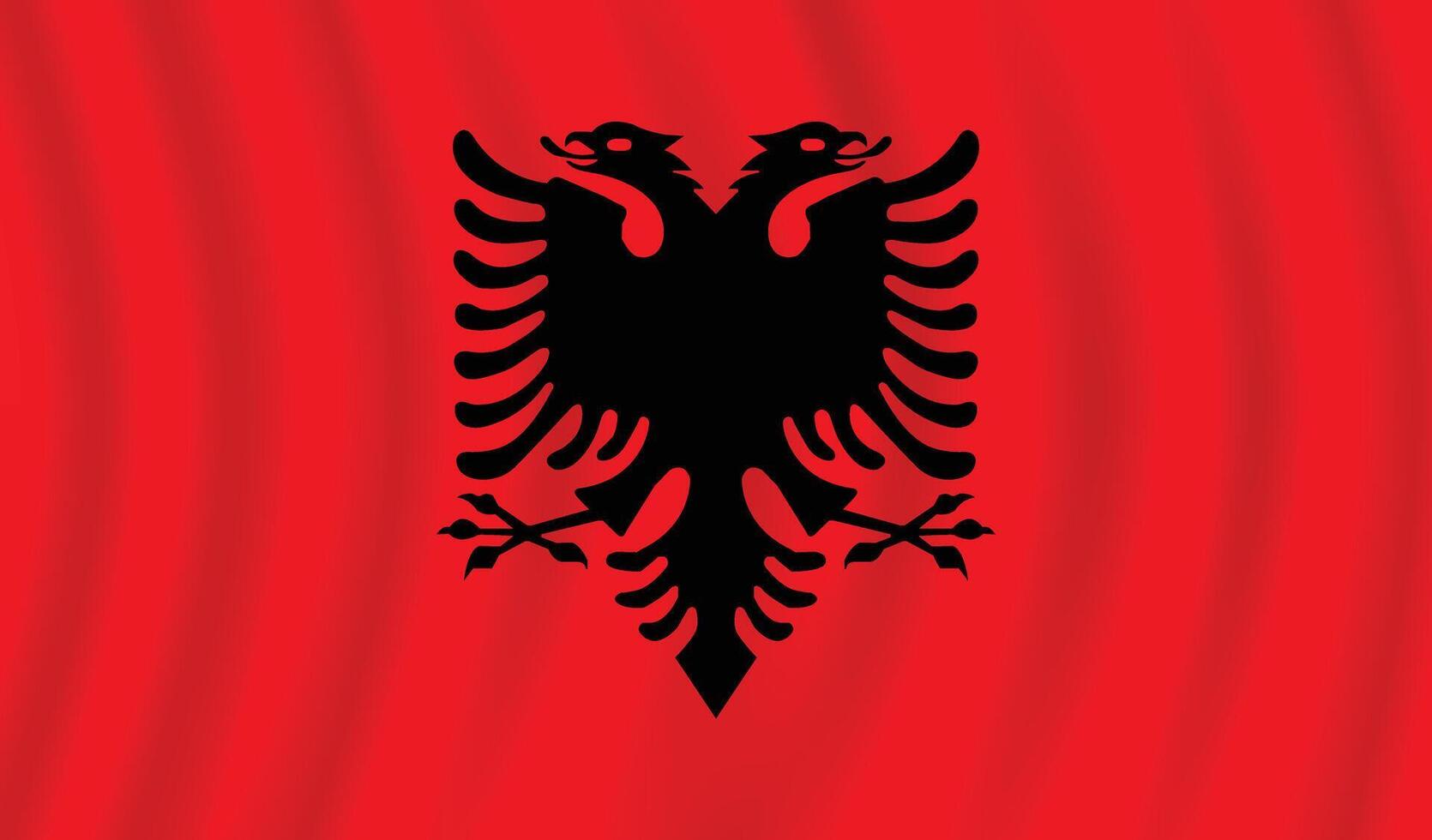 Flat Illustration of Albania national flag. Albania flag design. Albania Wave flag. vector