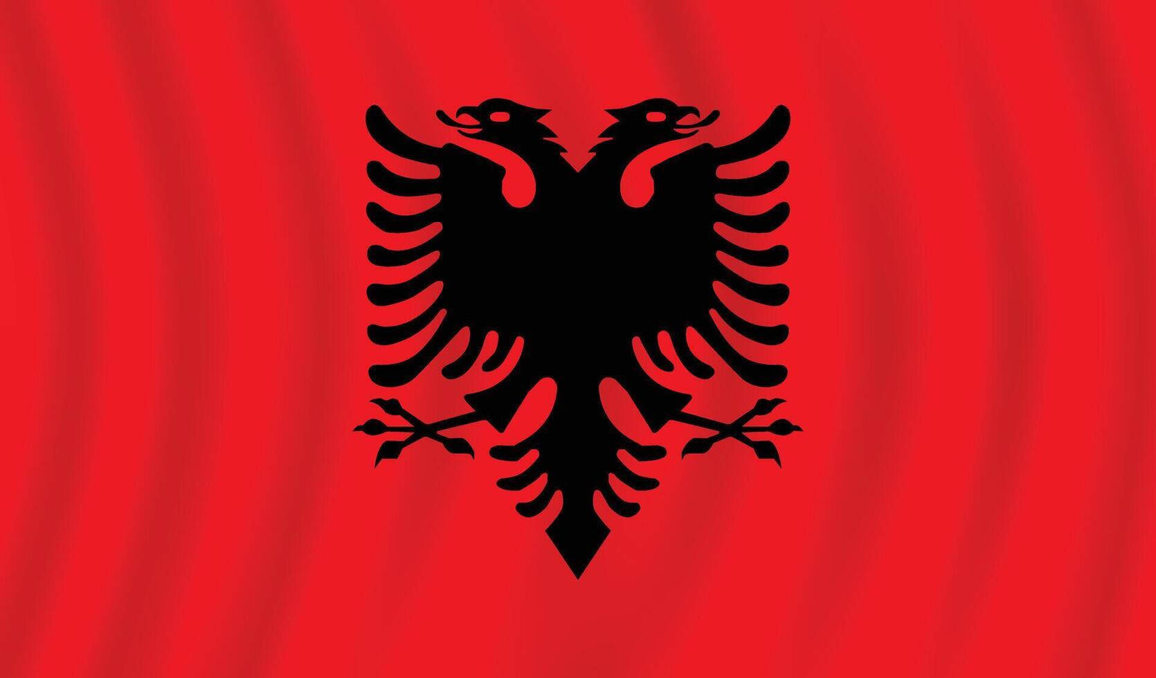 Flat Illustration of Albania national flag. Albania flag design. Albania Wave flag. vector