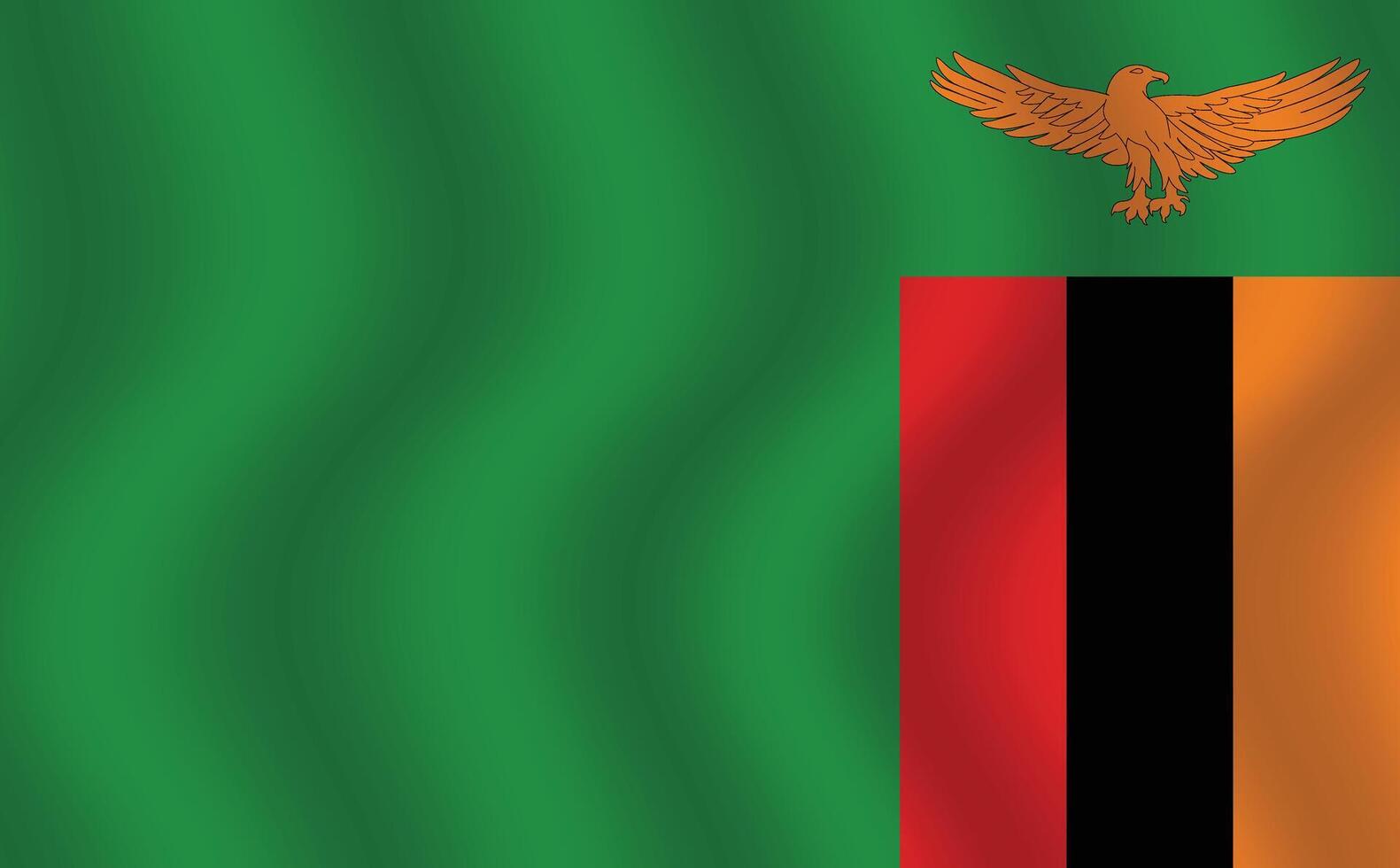 Flat Illustration of Zambia national flag. Zambia flag design. Zambia Wave flag. vector