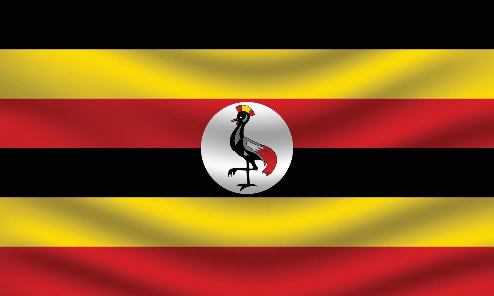 Flat Illustration of Uganda flag. Uganda national flag design. Uganda Wave flag. vector