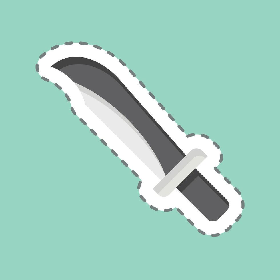 Sticker line cut Knife. related to Military And Army symbol. simple design illustration vector