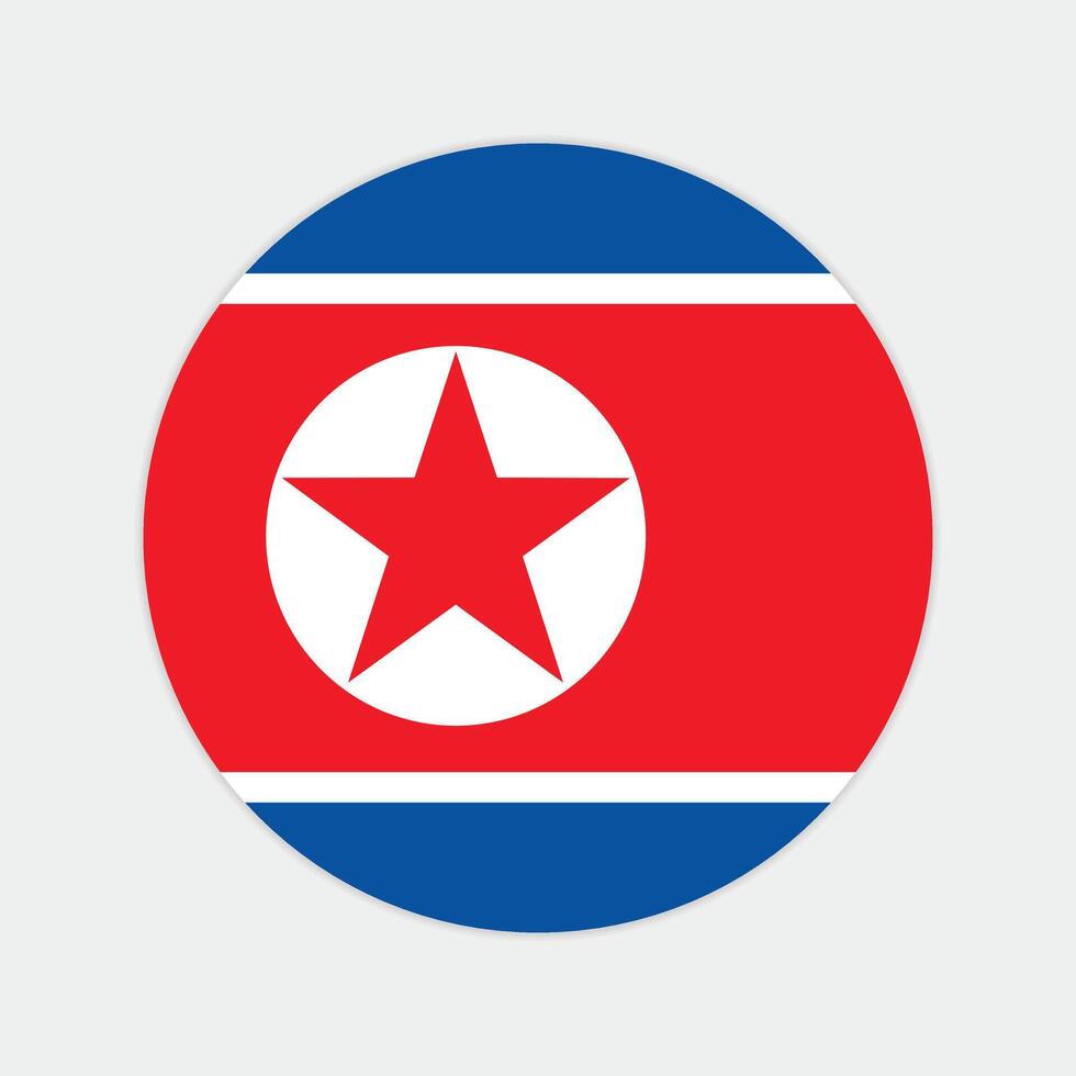 North Korea national flag vector icon design. North Korea circle flag. Round of North Korean flag.