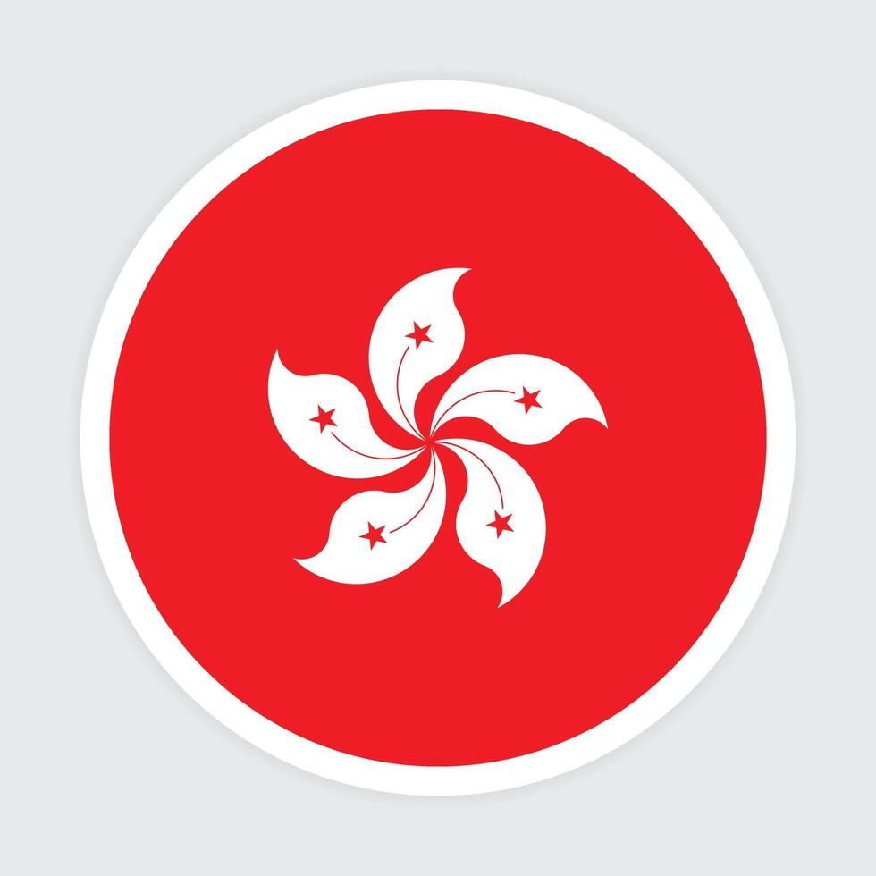 Hong Kong national flag vector icon design. Hong Kong circle flag. Round of Hong Kong flag.