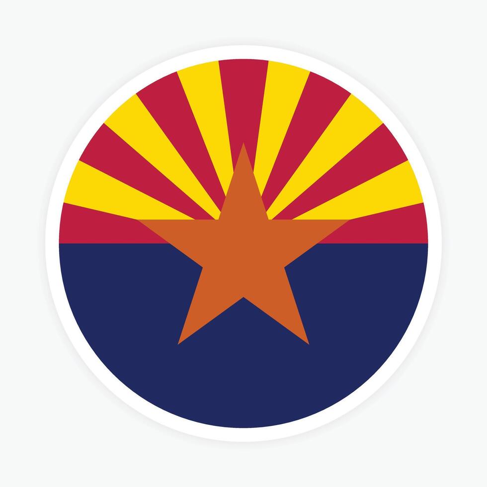 Arizona state flag vector icon design. Arizona State Circle flag. Round of Arizona flag.
