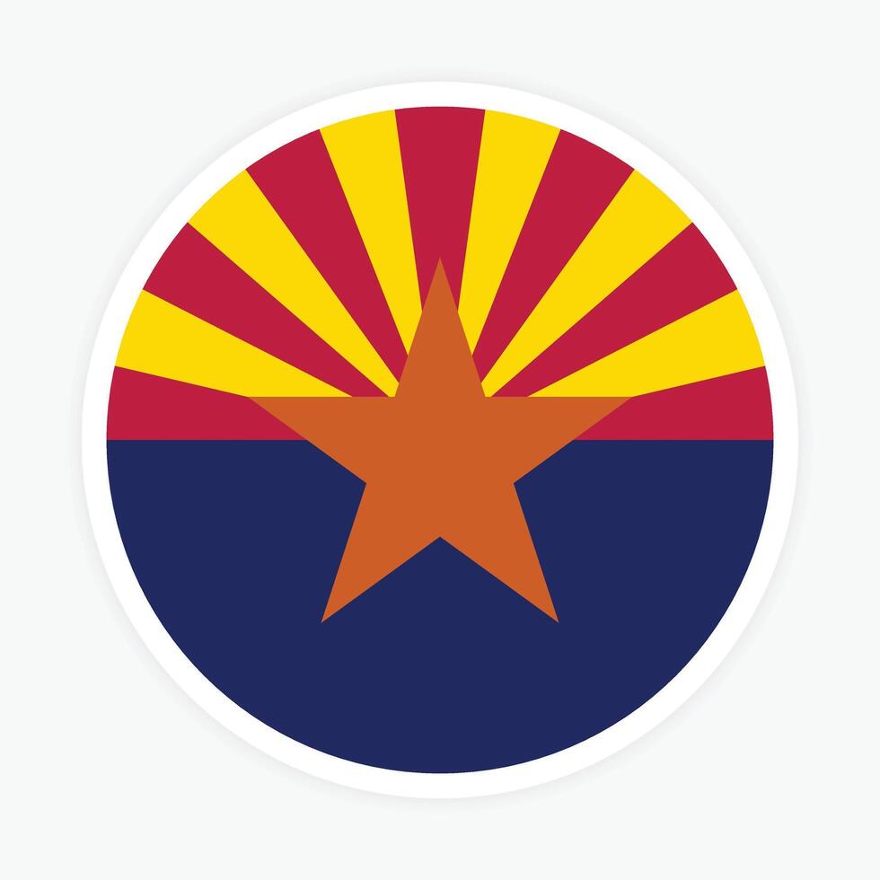 Arizona state flag vector icon design. Arizona State Circle flag. Round of Arizona flag.