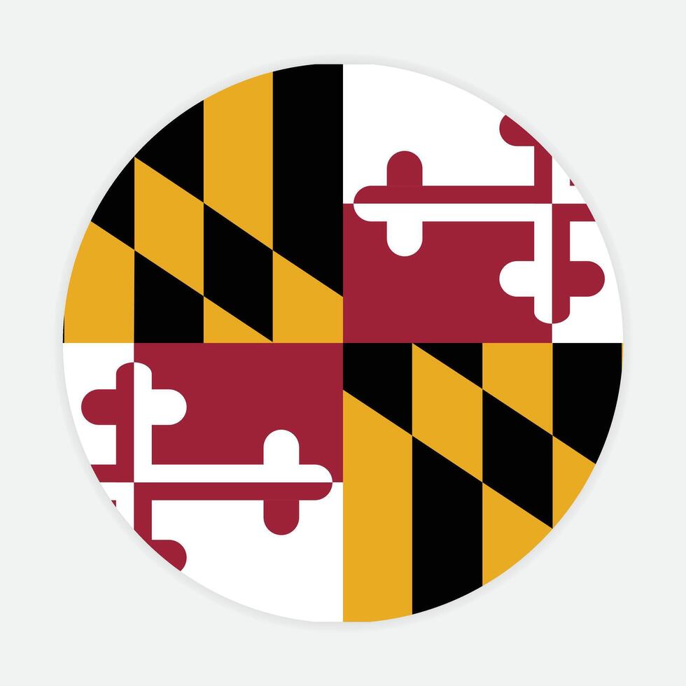 Maryland State flag vector icon design. Maryland State Circle flag. Round of Maryland flag.