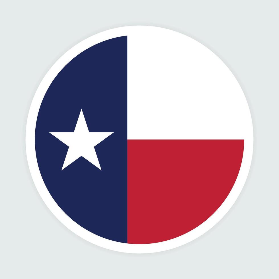 Texas flag vector icon design. Texas circle flag. Round of Texas flag.