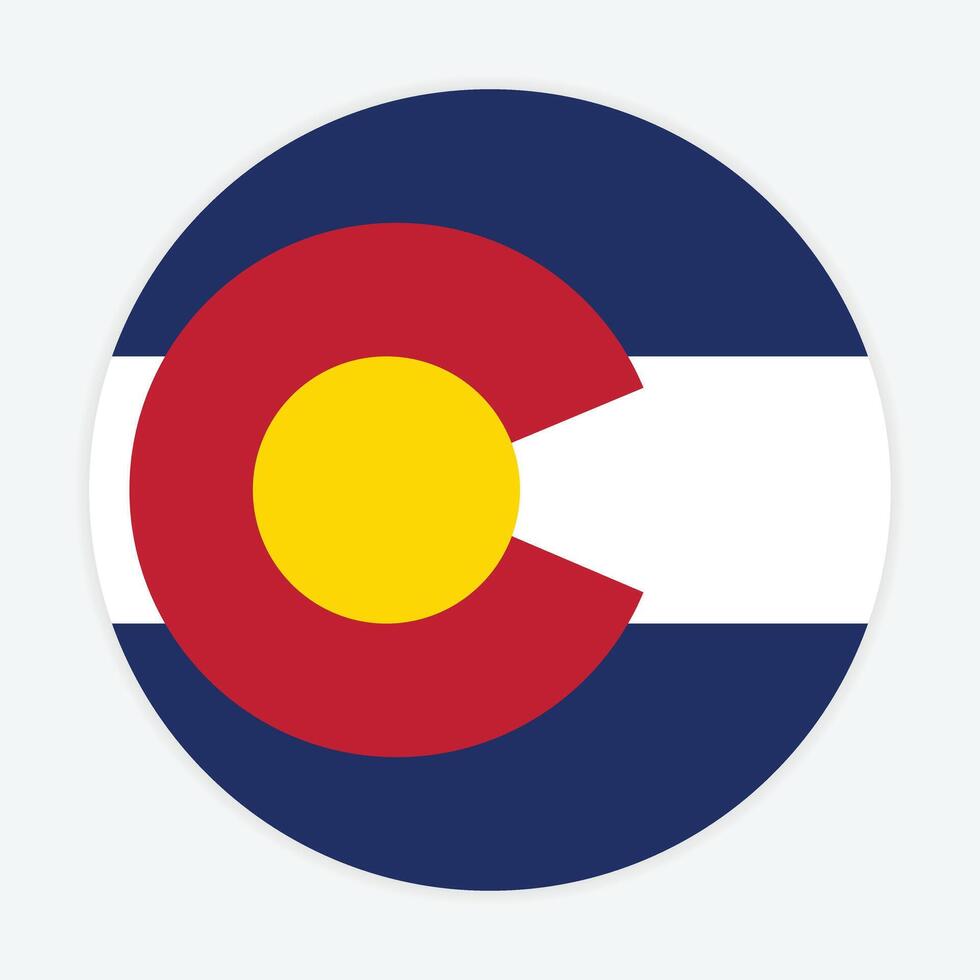 Colorado state flag vector icon design. Colorado State Circle flag. Round of Colorado flag.