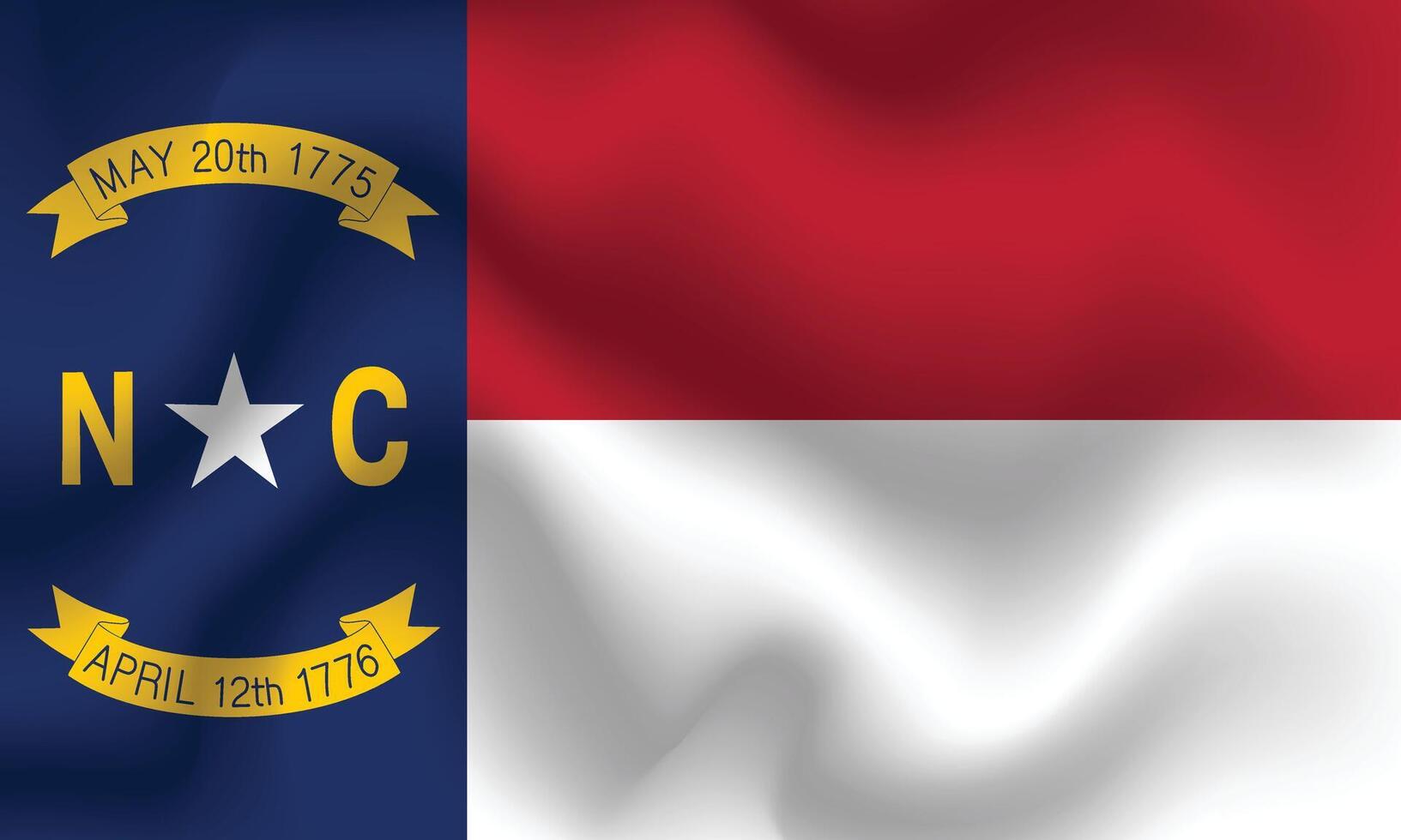 Flat Illustration of the North Carolina flag. North Carolina flag design. North Carolina wave flag. vector
