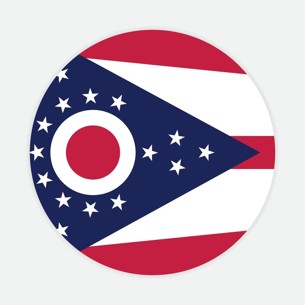 Ohio State flag vector icon design. Ohio State Circle flag. Round of Ohio flag.