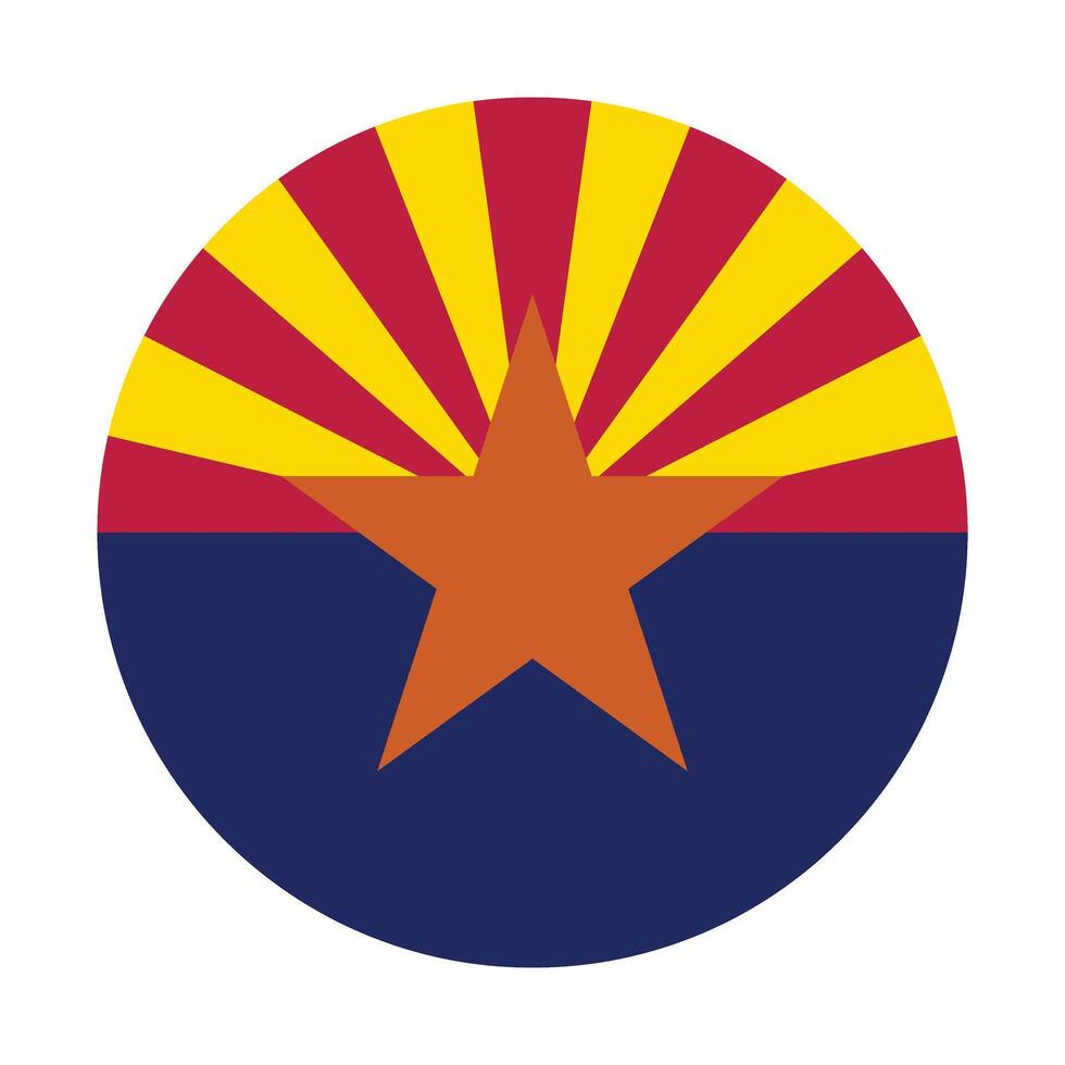 Arizona state flag vector icon design. Arizona State Circle flag. Round of Arizona flag.