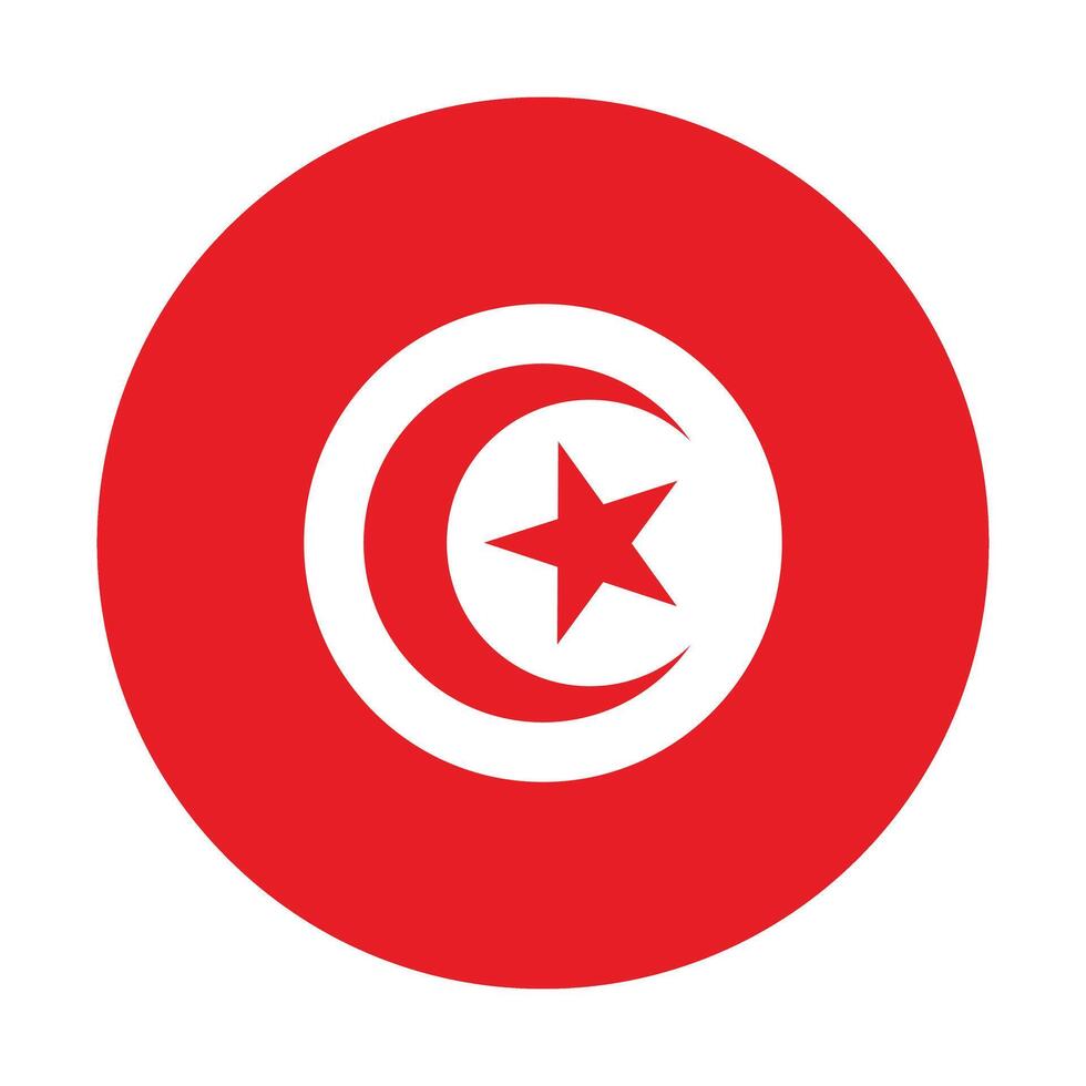 Tunisia national flag vector icon design. Tunisia circle flag. Round of Tunisia flag.