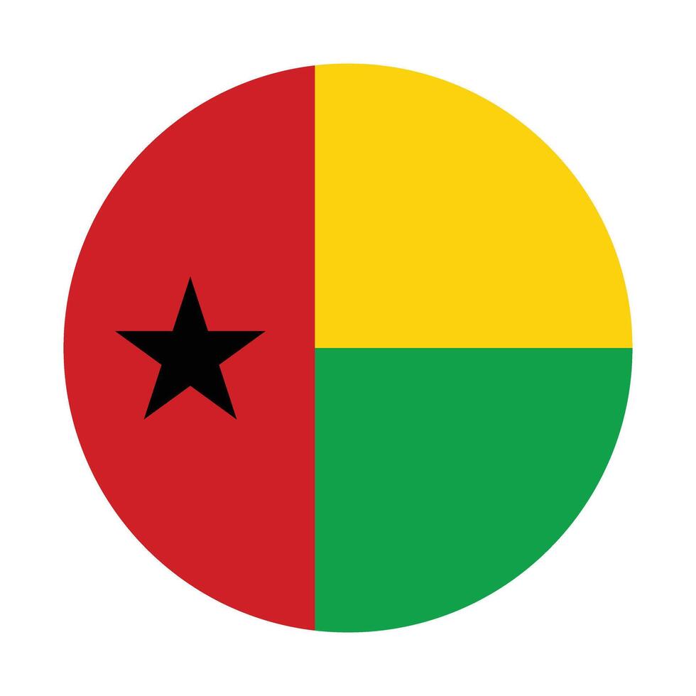 Guinea Bissau national flag vector icon design. Guinea Bissau circle flag. Round of Guinea Bissau flag.