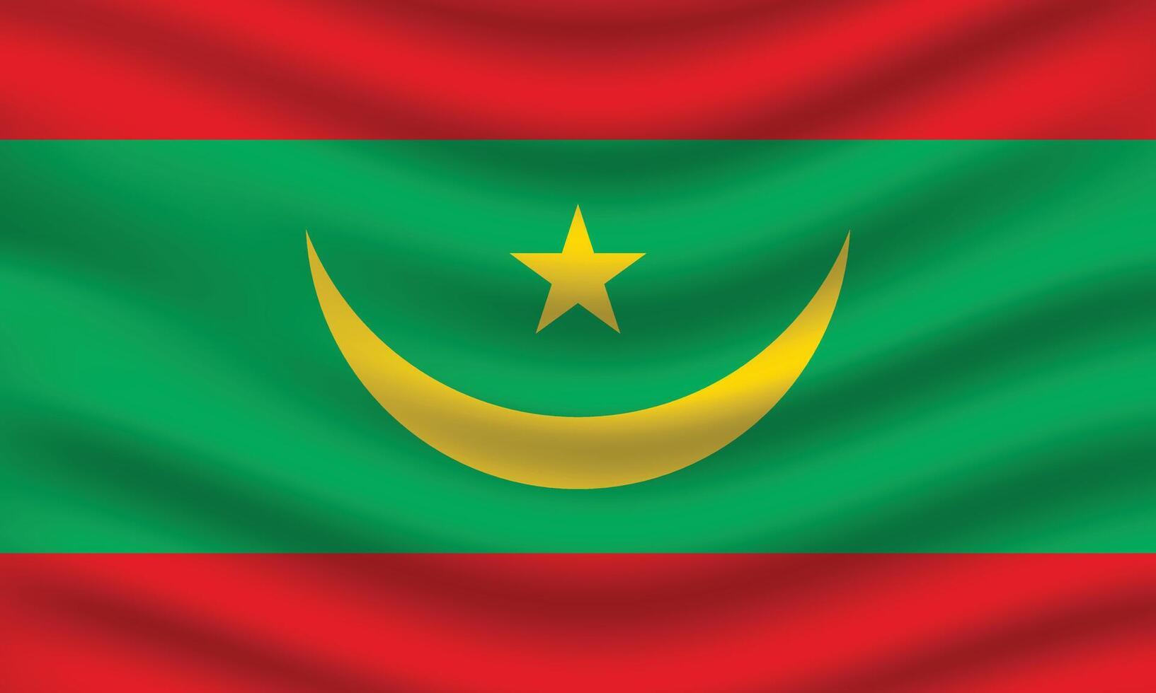 Flat Illustration of Mauritania national flag. Mauritania flag design. Mauritania Wave flag. vector