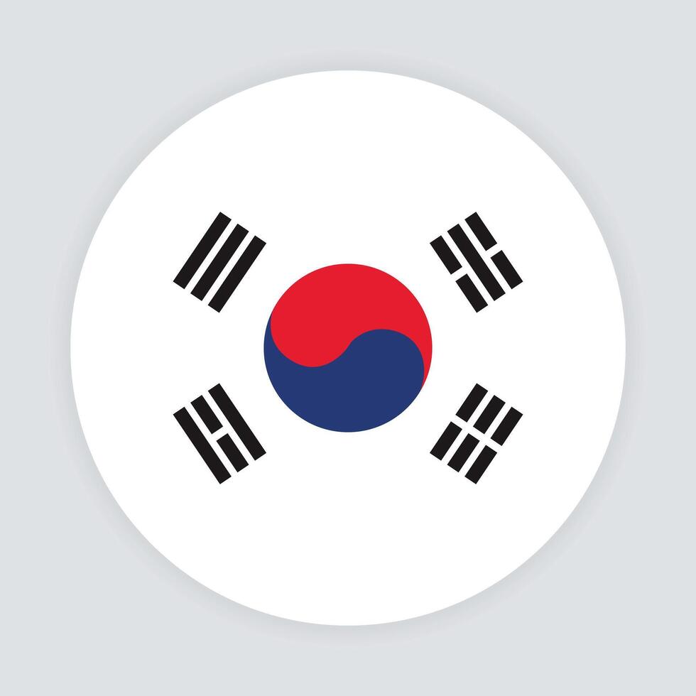 South Korea national flag vector icon design. South Korea circle flag. Round of South Korean flag.