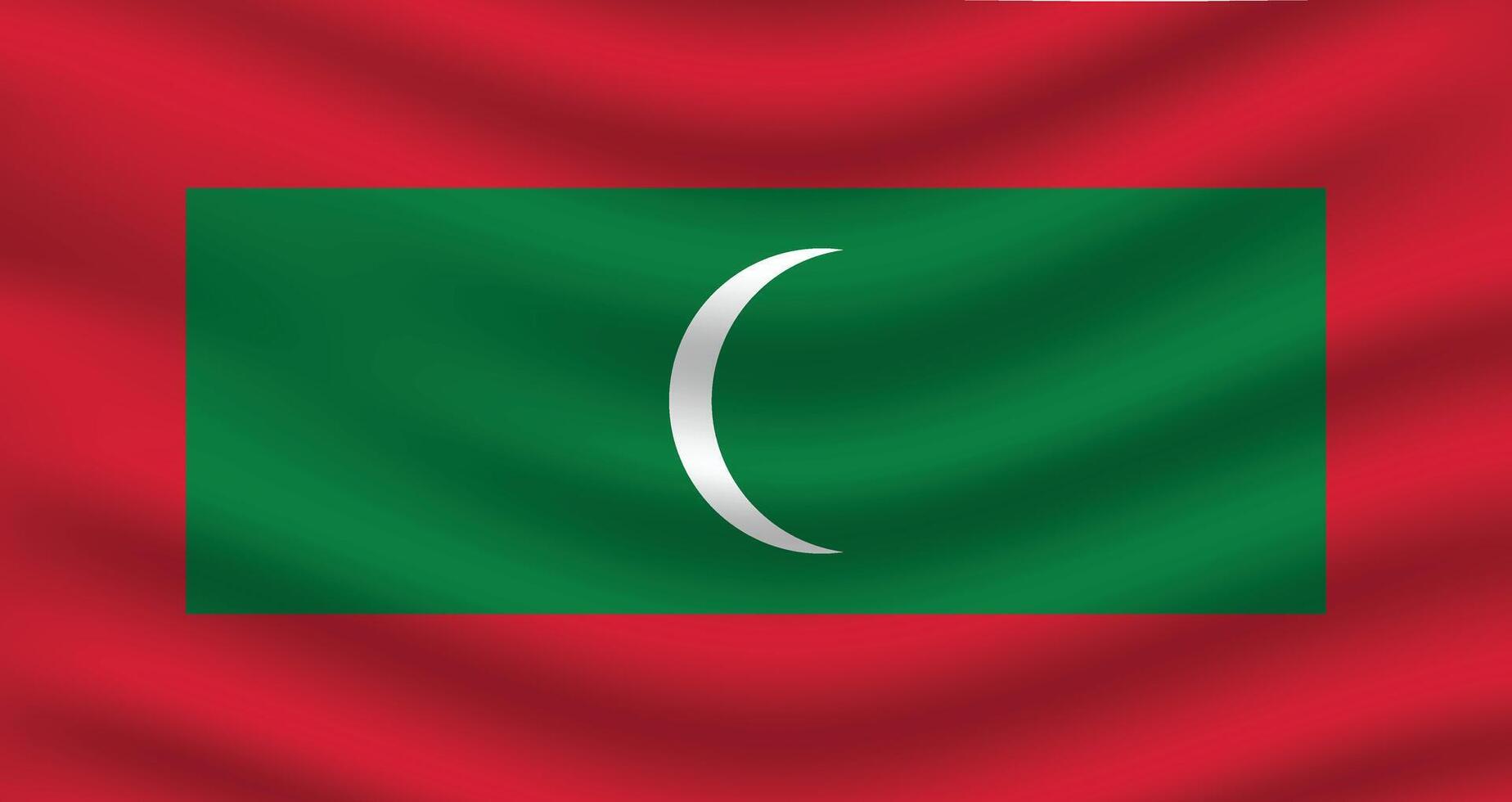 Flat Illustration of the Maldives flag. Maldives national flag design. Maldives wave flag. vector