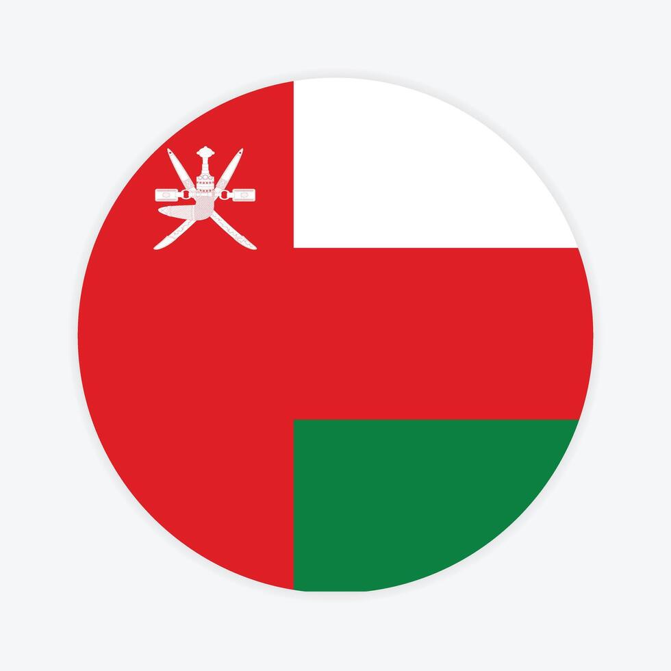 Oman national flag vector icon design. Oman circle flag. Round of Oman flag.