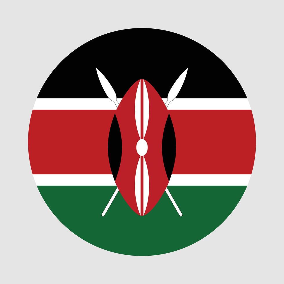 Kenya national flag vector icon design. Kenya circle flag. Round of Kenya flag.