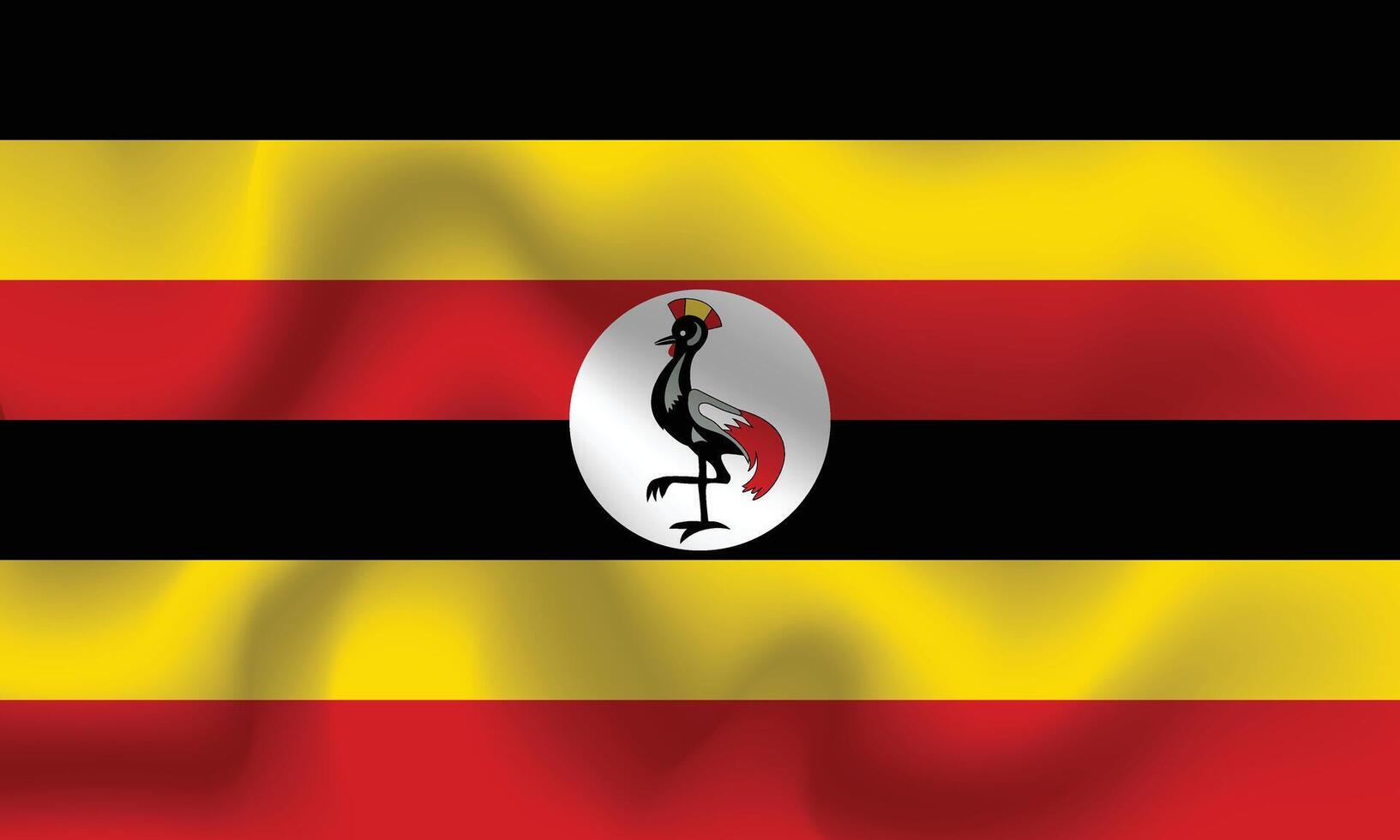 Flat Illustration of Uganda flag. Uganda national flag design. Uganda Wave flag. vector
