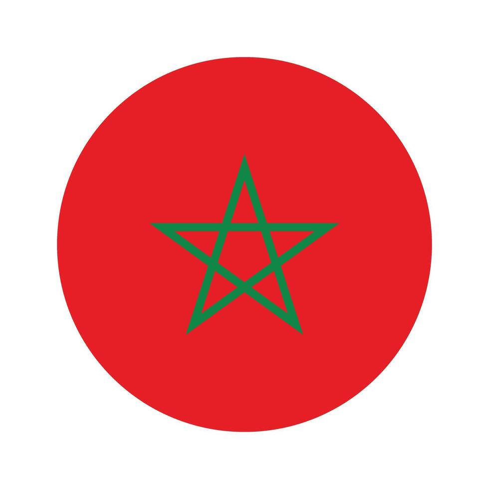 Morocco national flag vector icon design. Morocco circle flag. Round of Morocco flag.