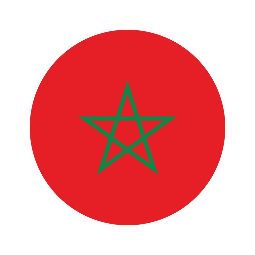 Morocco national flag vector icon design. Morocco circle flag. Round of Morocco flag.