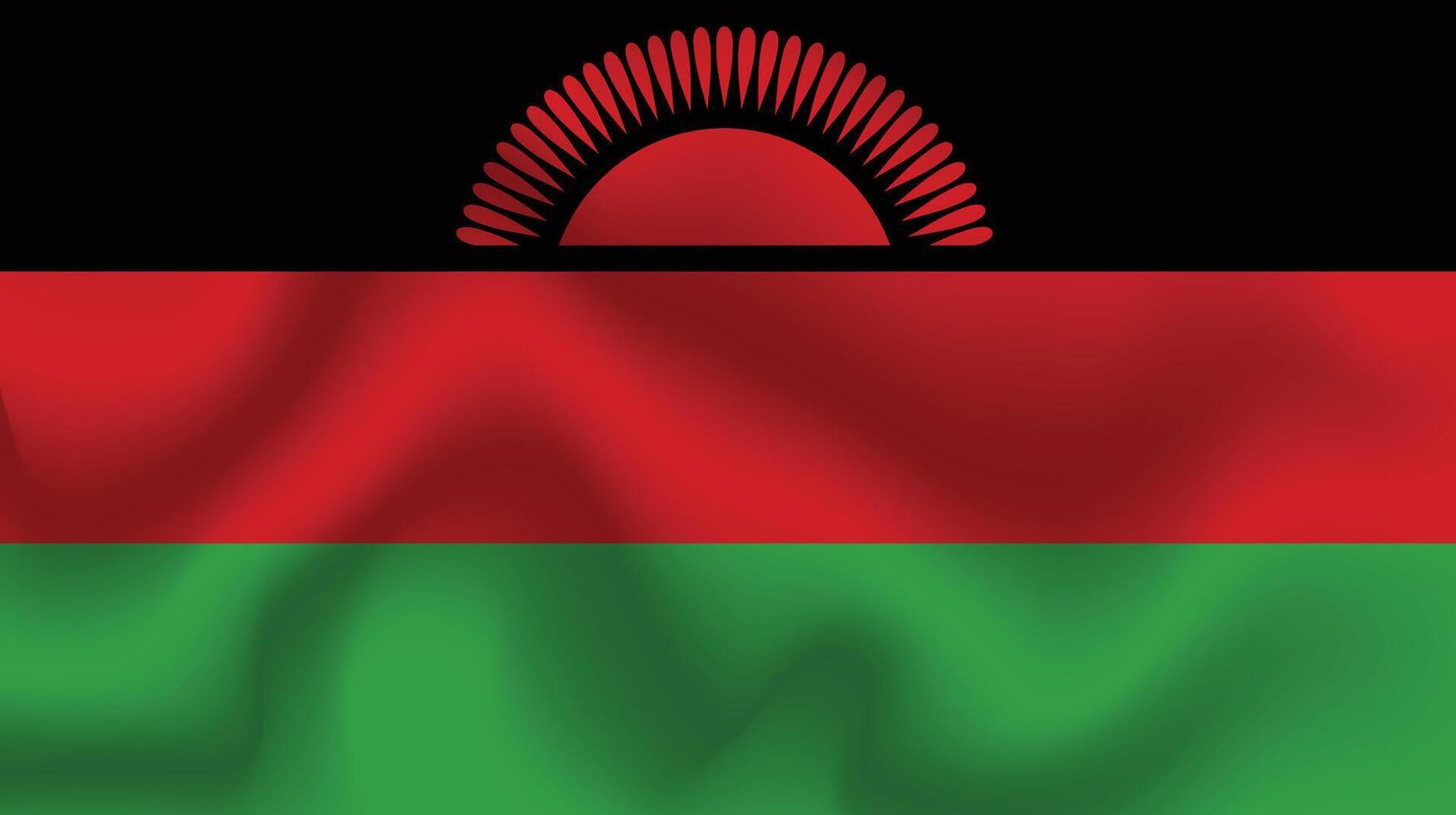 Flat Illustration of the Malawi national flag. Malawi flag design. Malawi Wave flag. vector
