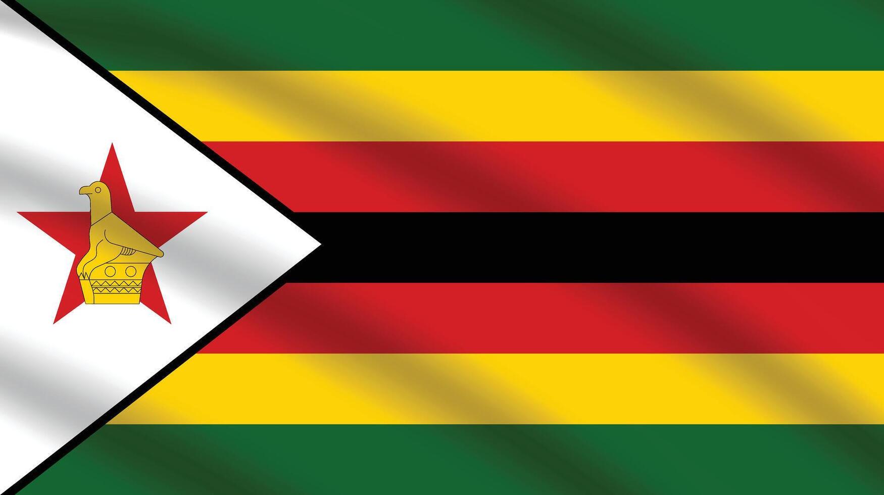 Flat Illustration of Zimbabwe national flag. Zimbabwe flag design. Zimbabwe Wave flag. vector