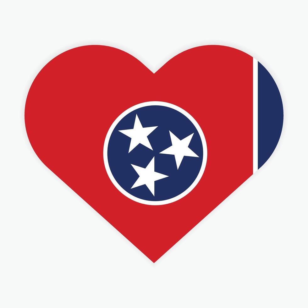 plano ilustración de Tennesse bandera. Tennesse estado bandera en corazón forma. vector Tennesse bandera en corazón.