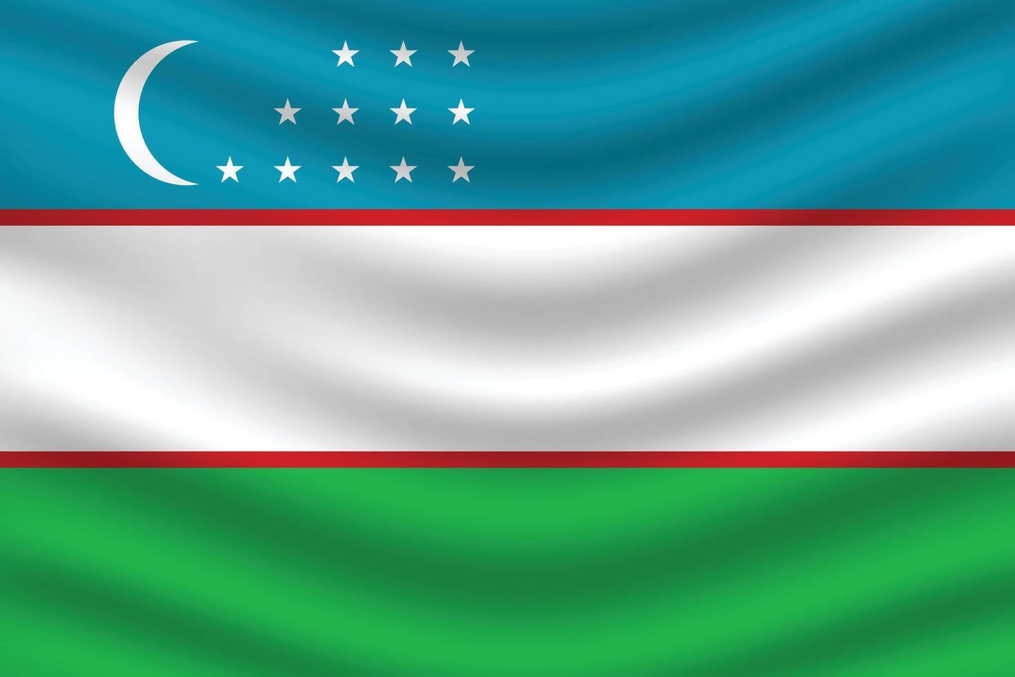 Flat Illustration of Uzbekistan flag. Uzbekistan national flag design. Uzbekistan wave flag. vector