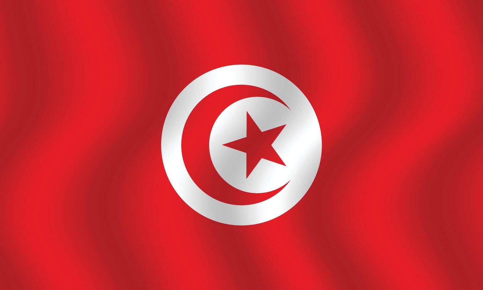 Flat Illustration of Tunisia national flag. Tunisia flag design. Tunisia Wave flag. vector