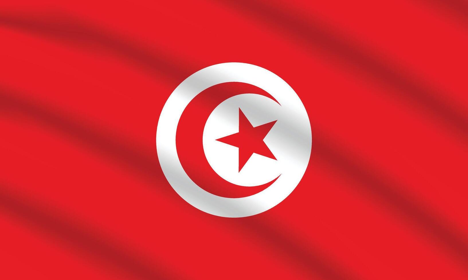 Flat Illustration of Tunisia national flag. Tunisia flag design. Tunisia Wave flag. vector