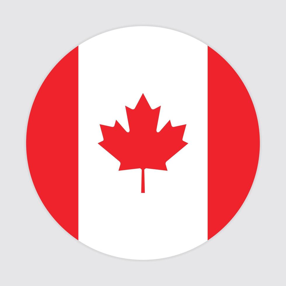 plano ilustración de el canadiense bandera. Canadá bandera vector icono diseño. Canadá circulo bandera. redondo de Canadá bandera.