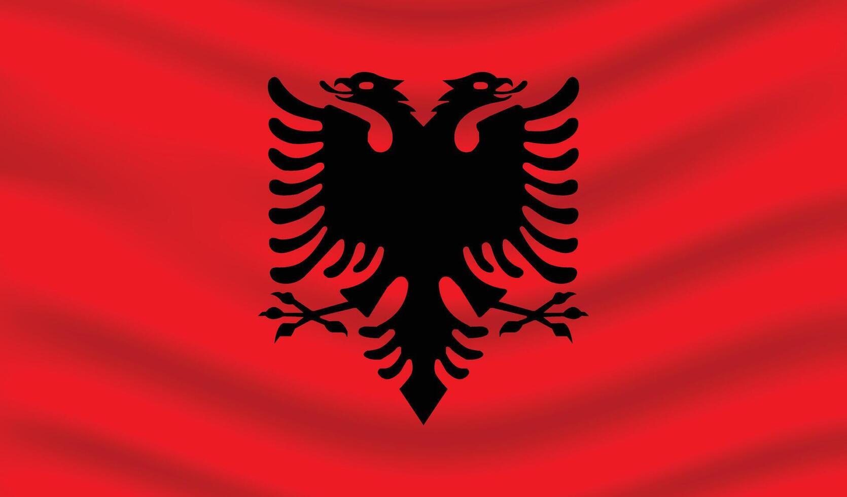 Flat Illustration of Albania national flag. Albania flag design. Albania Wave flag. vector