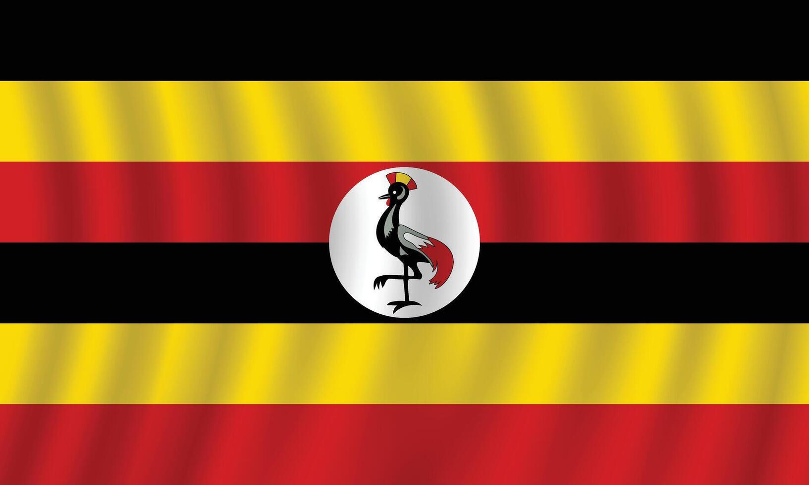 Flat Illustration of Uganda flag. Uganda national flag design. Uganda Wave flag. vector