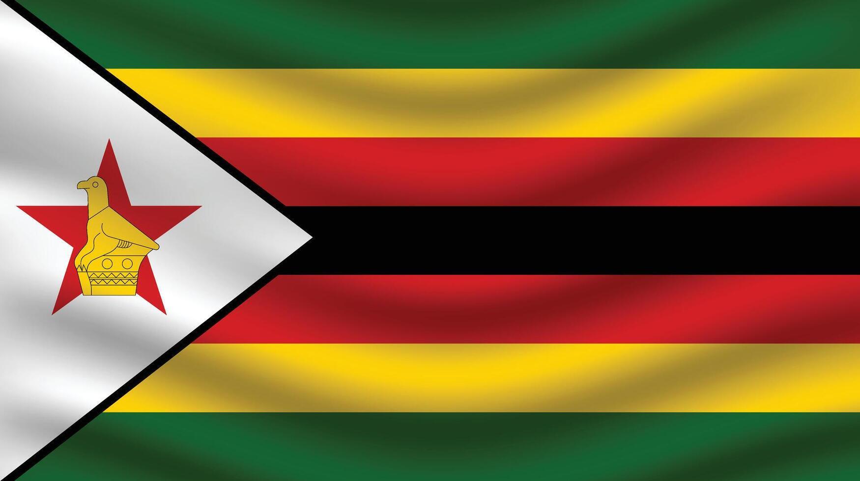 Flat Illustration of Zimbabwe national flag. Zimbabwe flag design. Zimbabwe Wave flag. vector