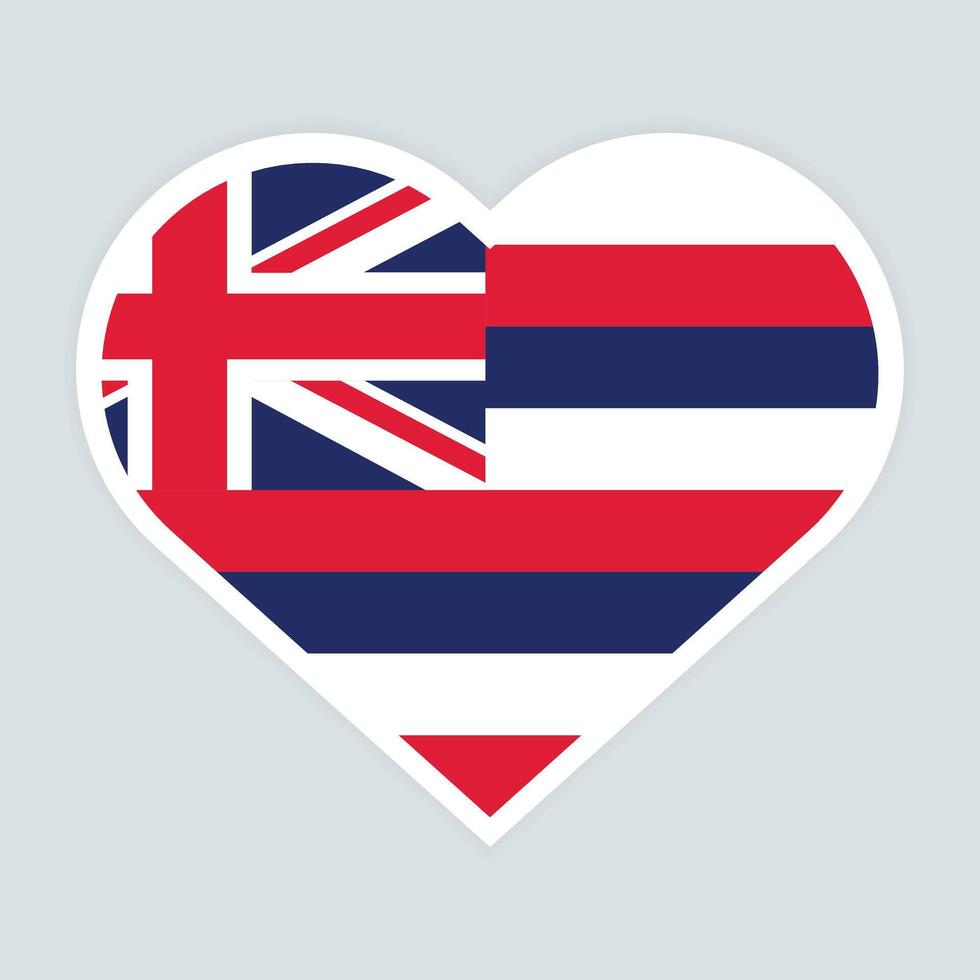 Hawaii state flag vector icon design. Hawaii state flag in Heart shape. Vector Hawaii flag in Heart.