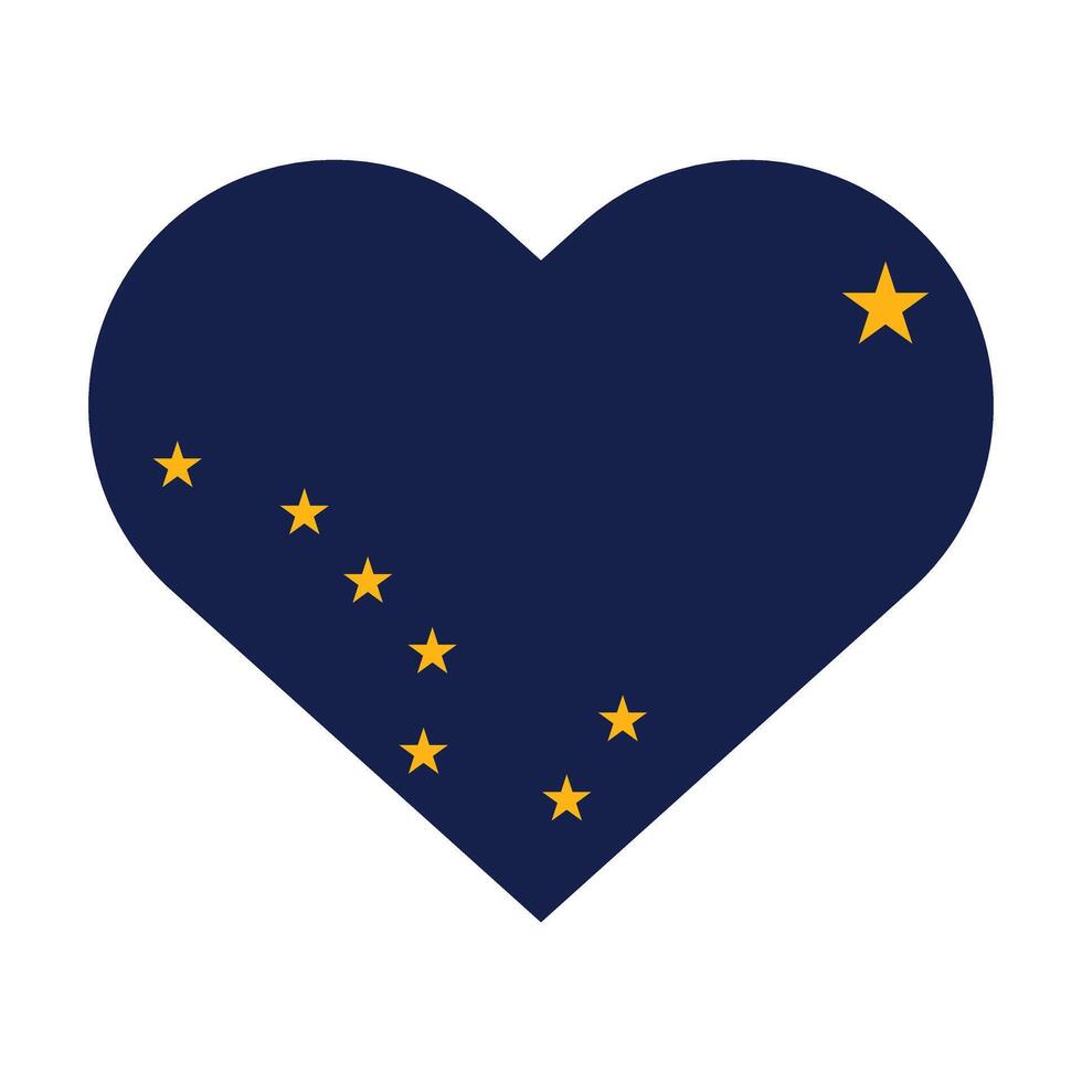 Alaska state flag vector icon design. Alaska state flag in Heart shape. Vector Alaska flag in Heart.