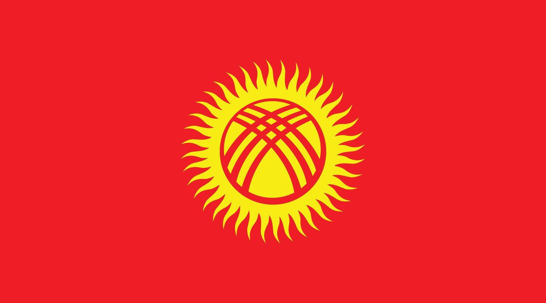 Flat Illustration of Kyrgyzstan national flag. Kyrgyzstan flag design. vector