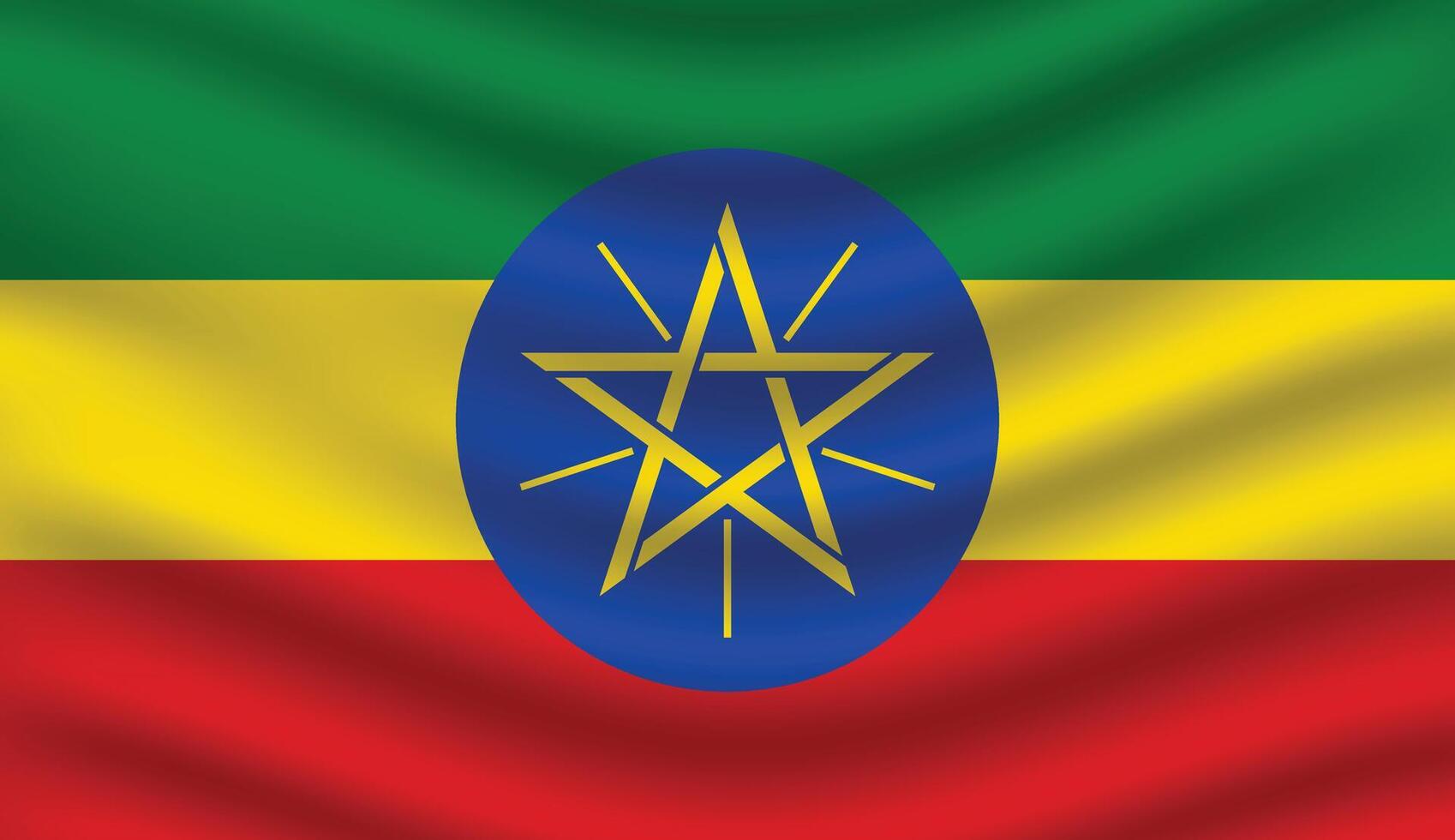 Flat Illustration of Ethiopia national flag. Ethiopia flag design. Ethiopia Wave flag. vector