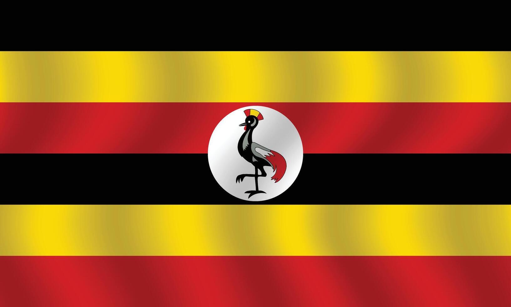 Flat Illustration of Uganda flag. Uganda national flag design. Uganda Wave flag. vector