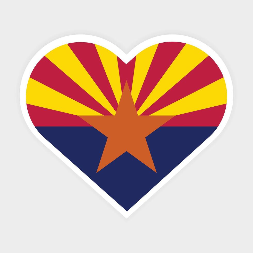 Arizona state flag vector icon design. Arizona state flag in Heart shape. Vector Arizona flag in Heart.